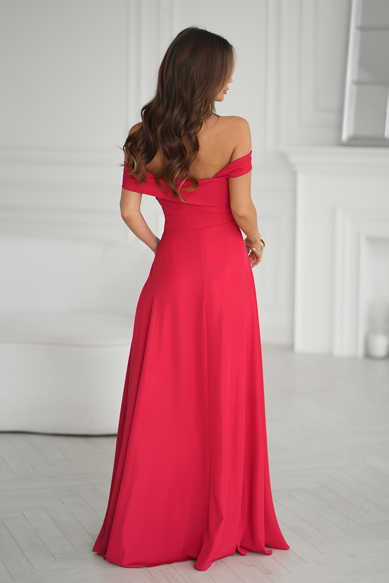 Elegantní maxi šaty Carmen, červené