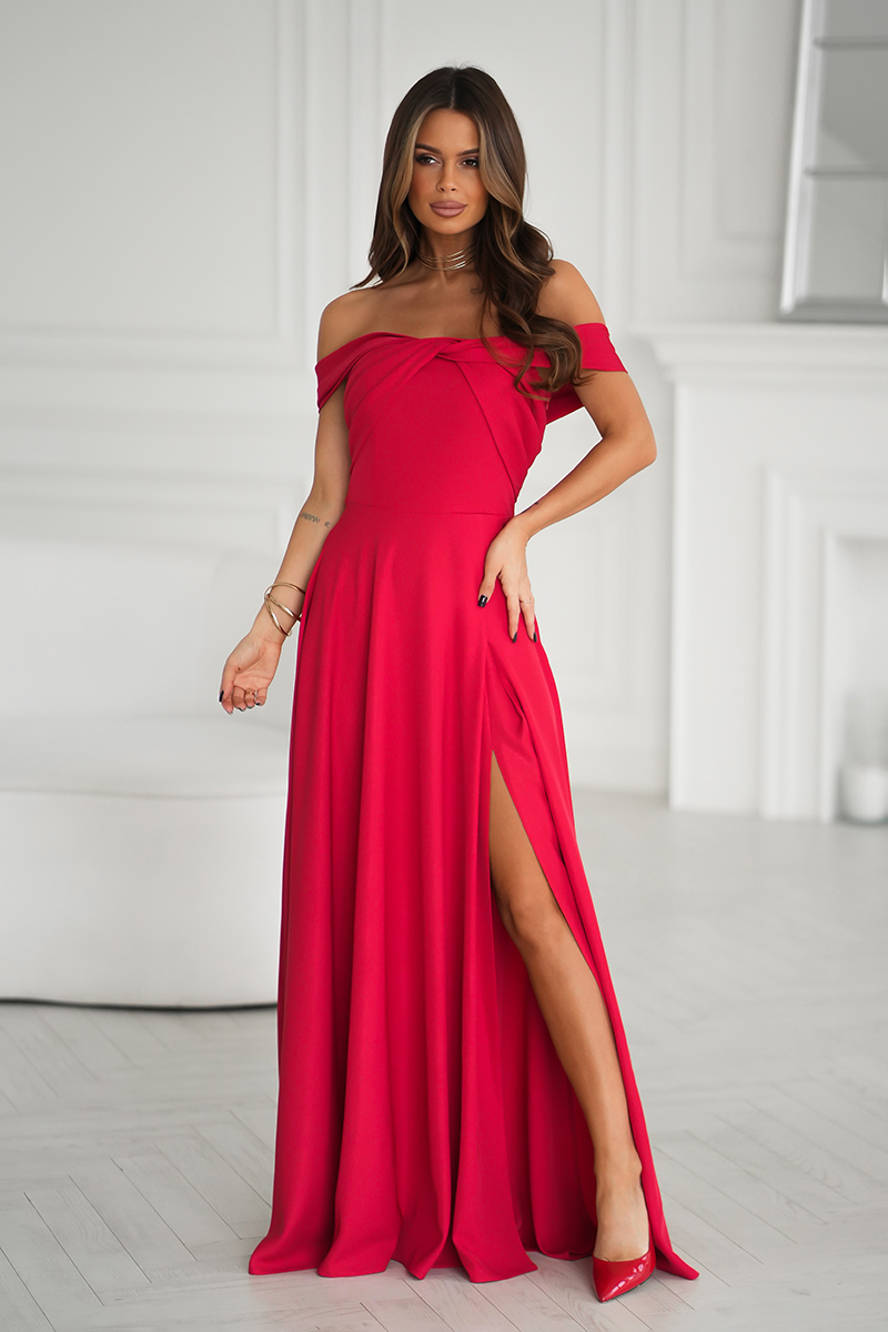Elegantní maxi šaty Carmen, červené