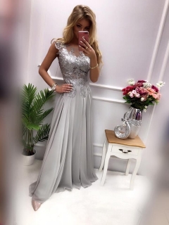 Společenské dlouhé šaty DIVA, šedé