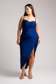 Elastické midi šaty Selena, modré