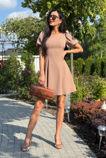 Princess šaty s balonovými rukávy, cappuccino